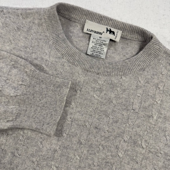 I LEVRIERI Other - I LEVRIERI Men’s Medium Gray Cashmere Silk Crewneck Sweater Italy